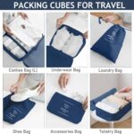 7 Set Packing Cubes Luggage Organizers With Travel Suitcases Accessories Bag, Toiletry Bag & Shoes Bag And Clothes Cosmetics Pouch (Navy Blue) - Image 4