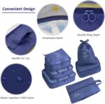 7 Set Packing Cubes Luggage Organizers With Travel Suitcases Accessories Bag, Toiletry Bag & Shoes Bag And Clothes Cosmetics Pouch (Navy Blue) - Image 7