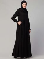 Umbrella Abaya with Elasticated Cuffs Made in Nida Matte Fabric - Simple Umbrella style Burqa for Women and Girls - Image 4