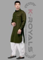 K-ROYALS White Dhoti Salwar Pathani Suit for Men's/New Cotton Blend Kurta Pyjama Set/Pathani Suit for haldi Mehdi and Party. - Image 5