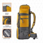 TRAWOC Stonex 60L Travel Backpack for Men & Women | Trekking & Hiking Rucksack with Laptop Sleeve, Rain Cover, YKK Zippers, Padded Hip Belt, Water-Resistant Fabric | 3 Year Warranty - Image 4