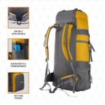 TRAWOC Stonex 60L Travel Backpack for Men & Women | Trekking & Hiking Rucksack with Laptop Sleeve, Rain Cover, YKK Zippers, Padded Hip Belt, Water-Resistant Fabric | 3 Year Warranty - Image 6