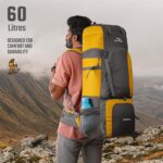 TRAWOC Stonex 60L Travel Backpack for Men & Women | Trekking & Hiking Rucksack with Laptop Sleeve, Rain Cover, YKK Zippers, Padded Hip Belt, Water-Resistant Fabric | 3 Year Warranty - Image 8