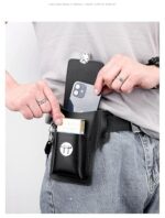 Universal Leather Belt Pouch, Mobile Phone Waist Holster Case, Smartphone Holder for Men and Women - Image 3