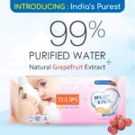 Tulips Sensitive Baby Wet Wipes (72 wipes x 2 Pack), for Gentle Cleaning/Moisturising, Rash Free, 99% Purified Water with Grapefruit Extracts - Image 3