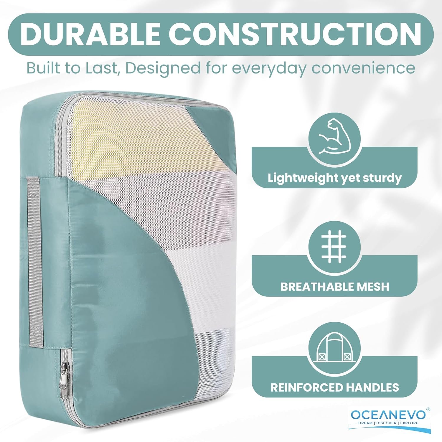 OCEANEVO Set of 10 Pcs Packing Cubes for Travel | Includes Luggage Tag and Toothbrush Holder | Suitcase Organizer for Travelling for Clothes, Shoes and Lingerie | Model 3.0 - Sky Blue-1 Year Warranty - Image 4
