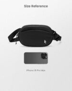 tomtoc Belt Bag with RFID Blocking, Cross Body Fanny Pack for Women Men, Sling Waist Bags with Adjustable Strap for Travel Walk, Black, 8.27 x 5.51 x 1.97 inches (1.5L) - Image 4