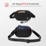 tomtoc Belt Bag with RFID Blocking, Cross Body Fanny Pack for Women Men, Sling Waist Bags with Adjustable Strap for Travel Walk, Black, 8.27 x 5.51 x 1.97 inches (1.5L) - Image 6