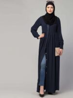 Women's Front Open Abaya Dress with Lace Work at front and on Sleeves- Fashionable Burqa for Ladies and Girls - Image 7