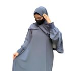 Plain simple burqa with chun sleeves a perfect fit burqa Hijab For Girls And Women suitable up to 65kg body weight and has NO DUPATTA (Grey) - Image 3