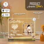 Personalized Islamic LED Lamp for Couples | Muslim Wedding Acrylic Night Light with Quran Verse | Custom Names | Gift Nikkah Anniversary | Muslim Home Bedroom Lamp USB Powered | 8X6 inches - Image 6