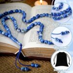 Ferreferreve 12 Sets Muslim Tasbih 99 Rosary Beads 8mm Green Islam Prayer with Allah Names Engraved Ramadan Muslim Gift, Islamic Ceremony Religious Eid Ramadan Gift for Men and Women(Blue) - Image 5