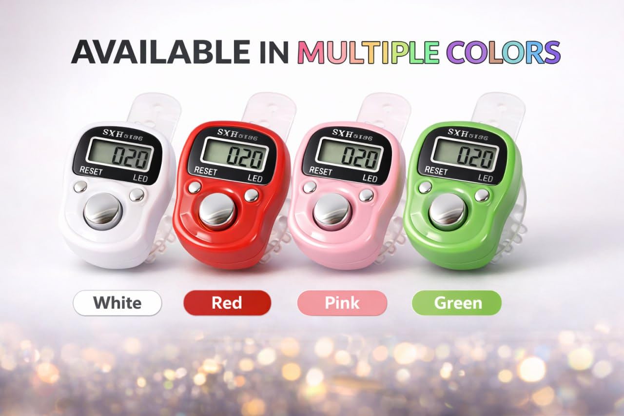 Digital Tally Counter Finger Ring | Electronic LCD Tasbeeh & Jap Mala Counter | Portable Handheld Digit Clicker Machine for Meditation, Sports & Inventory | Multicolor (Plastic, Pack of 5) - Image 7