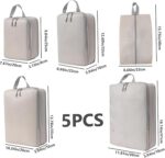Gritty 5 Piece Compression Packing Cubes for Travel Expandable Suitcase Organizer Set with Shoe Bag Lightweight Nylon Travel Bags for Carry-on Luggage Backpacking & Essentials(Beige) - Image 3