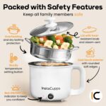 InstaCuppa 3-in-1 Multi Cook Kettle with Steamer, 1.2 L Inner Pot, Adjustable Temperature Settings, Wide Mouth, Ideal for Boiling Milk, Tea, Coffee, Eggs & Steaming Veggies, 600 Watts, Elegant White - Image 5