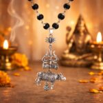 Karungali Malai 8mm Certified with Divine Trishool Nandi Pendant Silver Plated Original | 54 Beads Authentic Black Ebony Wood Mala with German Silver Cap for Men & Women | Spiritual Protection, Energy Balance & Daily Pooja Wear – 1 Piece - Image 4