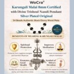 Karungali Malai 8mm Certified with Divine Trishool Nandi Pendant Silver Plated Original | 54 Beads Authentic Black Ebony Wood Mala with German Silver Cap for Men & Women | Spiritual Protection, Energy Balance & Daily Pooja Wear – 1 Piece - Image 5