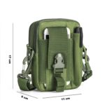 Tactical Mobile Pouch for Men | Army Green Nylon Waist Bag with Adjustable Shoulder Strap & Carabiner | Multi-Pocket Outdoor Belt Bag for Phone, Travel, Hiking & Camping (Green) - Image 3