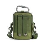 Tactical Mobile Pouch for Men | Army Green Nylon Waist Bag with Adjustable Shoulder Strap & Carabiner | Multi-Pocket Outdoor Belt Bag for Phone, Travel, Hiking & Camping (Green) - Image 4