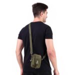 Tactical Mobile Pouch for Men | Army Green Nylon Waist Bag with Adjustable Shoulder Strap & Carabiner | Multi-Pocket Outdoor Belt Bag for Phone, Travel, Hiking & Camping (Green) - Image 5