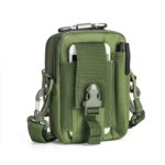 Tactical Mobile Pouch for Men | Army Green Nylon Waist Bag with Adjustable Shoulder Strap & Carabiner | Multi-Pocket Outdoor Belt Bag for Phone, Travel, Hiking & Camping (Green) - Image 7