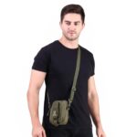 Tactical Mobile Pouch for Men | Army Green Nylon Waist Bag with Adjustable Shoulder Strap & Carabiner | Multi-Pocket Outdoor Belt Bag for Phone, Travel, Hiking & Camping (Green) - Image 8