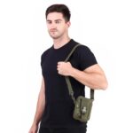 Tactical Mobile Pouch for Men | Army Green Nylon Waist Bag with Adjustable Shoulder Strap & Carabiner | Multi-Pocket Outdoor Belt Bag for Phone, Travel, Hiking & Camping (Green) - Image 9