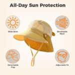 SNOWIE SOFT® Baby Sun Hat Summer Cap for Baby Girl 1-3 Years, Sun Protection Cap Bucket Hat with Chin Strap and Back Sun Shield Breathable Summer Protection Caps Visor Hats UV Caps for Beach Travel - Image 4