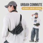 WILDHORN Nylon Waist Bag for Men & Women | Water Resistant Sling Bag with Multiple Pockets | Crossbody Chest Bag for Travel, Gym, Hiking & Daily Use | 30.5 x 5 x 14 cm (Dark Grey) - Image 3