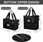 Foldable Travel Duffel Bag, Large Capacity Folding Travel Bag, Travel Lightweight Waterproof Carry Luggage Bag With Shoe Compartment (40 X 23 X 42 Cm) (Black), Nylon - Image 3