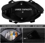 Foldable Travel Duffel Bag, Large Capacity Folding Travel Bag, Travel Lightweight Waterproof Carry Luggage Bag With Shoe Compartment (40 X 23 X 42 Cm) (Black), Nylon - Image 4