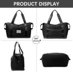 Foldable Travel Duffel Bag, Large Capacity Folding Travel Bag, Travel Lightweight Waterproof Carry Luggage Bag With Shoe Compartment (40 X 23 X 42 Cm) (Black), Nylon - Image 5