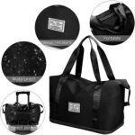 Foldable Travel Duffel Bag, Large Capacity Folding Travel Bag, Travel Lightweight Waterproof Carry Luggage Bag With Shoe Compartment (40 X 23 X 42 Cm) (Black), Nylon - Image 6