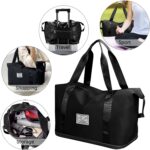 Foldable Travel Duffel Bag, Large Capacity Folding Travel Bag, Travel Lightweight Waterproof Carry Luggage Bag With Shoe Compartment (40 X 23 X 42 Cm) (Black), Nylon - Image 7