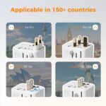 TESSAN Universal Travel Adapter Worldwide with AC Outlet, 17W GaN Fast Charging Charge 5 Devices at Once 3 USB-A & 1 USB-C Universal Plug Adapter, Surge Protector for Global - Image 3