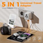 TESSAN Universal Travel Adapter Worldwide with AC Outlet, 17W GaN Fast Charging Charge 5 Devices at Once 3 USB-A & 1 USB-C Universal Plug Adapter, Surge Protector for Global - Image 4