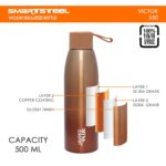 Jaypee Plus Victor ISI Certified Vaccum Insulated Thermosteel 500 ml Water Bottle 24 Hours Hot and Cold Double Walled Anti Skid Rustproof Leakproof Bottle for Office, School, Gym, Trekking,Brown - Image 5