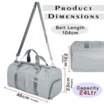 Storite Nylon 24 Liter Travel Bag for Women Duffle Bags Shoulder Handbag for Men & Women, Outdoor Weekend Cabin Bag with Shoe and Wet Clothes Compartments (Grey,46x23x23 cm) - Image 3