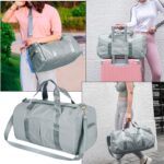 Storite Nylon 24 Liter Travel Bag for Women Duffle Bags Shoulder Handbag for Men & Women, Outdoor Weekend Cabin Bag with Shoe and Wet Clothes Compartments (Grey,46x23x23 cm) - Image 5