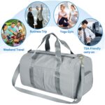 Storite Nylon 24 Liter Travel Bag for Women Duffle Bags Shoulder Handbag for Men & Women, Outdoor Weekend Cabin Bag with Shoe and Wet Clothes Compartments (Grey,46x23x23 cm) - Image 6