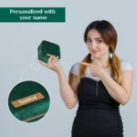Giftana Personalized Jewellery Storage Box with Ladies Wallet for Girls, 2 in 1 Customized Velvet Jewellery Box with Leather Wallet Gift Set for Her, Birthday Gift, Women Day Gifts (Green) - Image 3