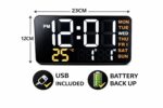 Large Digital Alarm Clock, 9 inch, LED, Big Digits Display, Table and Desktop, Temperature, Day and Date, Customizable Brightness, Dual Smart Alarms - Image 6