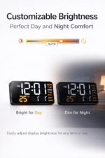 Large Digital Alarm Clock, 9 inch, LED, Big Digits Display, Table and Desktop, Temperature, Day and Date, Customizable Brightness, Dual Smart Alarms - Image 7