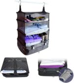 Ndola Portable Hanging Travel Shelves Packing Cubes For Suitcases Organizer Luggage Organizers, Carry On Closet, Black - Polyester, Clothing - Image 5