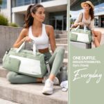 Storite Nylon 50 cms Imported Travel Duffle Bag Multi- Pocket Sports Shoulder Bag for Women with Wet Pocket & Shoe Compartment Weekender Overnight Travel Luggage Bag (Green - 50 x 25 x 27 cm) - Image 4