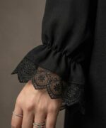 Women’s Black Firdous Abaya with Elegant Lace Sleeves | Premium Modest Wear Islamic Dress | Long Sleeves | Without Dupatta - Image 5