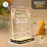 Personalized Islamic Dad LED Lamp | Acrylic Night Light with Quran Dua Quote | Custom Name, Warm White USB Table Lamp | Muslim Father Gift for Home Bedroom Deco(6x8 Inch) - Image 3