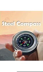 Steel Compass, Directional Magnetic Compass, Black Dial with Green Markings, Metal Construction, Portable Navigation Tool - Image 3