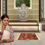 Heart Home Velvet Prayer Mat | Meditation Carpet | Pooja Aasan | Rangoli Square Traditional Mat | Small | Pack of 2 | Multicolor - Image 7