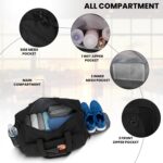 Storite Nylon 50.5cm Travel Duffel Bag for Men & Women with Dry & Wet Pocket, Lightweight Water Resistant Luggage Bag with Shoe Compartment (Black, 50.5x23x28cm) - Image 5